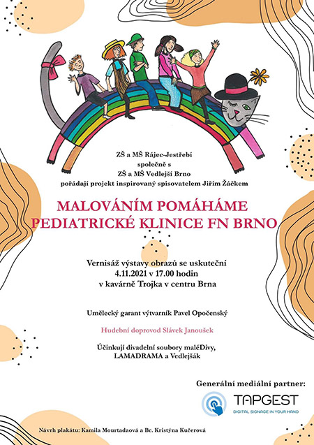 Pozvánka na vernisáž výstavy dětských obrazů inspirovaných básničkami Jiřího Žáčka