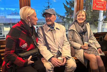 Jiří Žáček v historické tramvaji