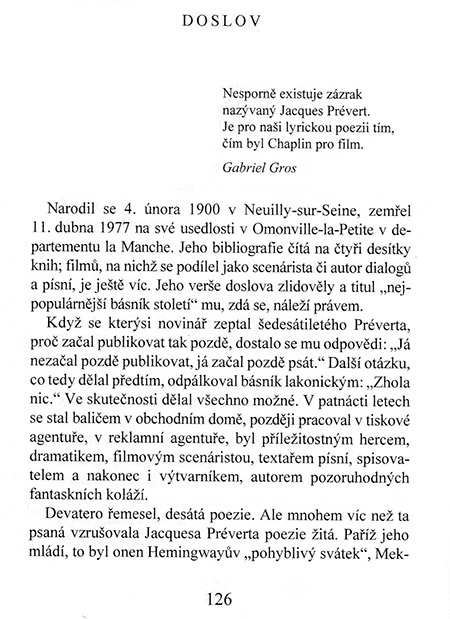 Doslov ke knize Jacquese Préverta